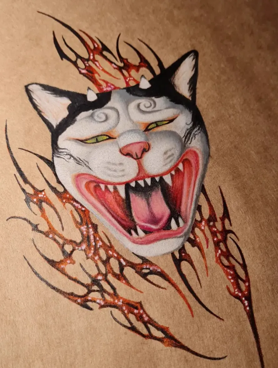 Ilustración de felino con máscara
