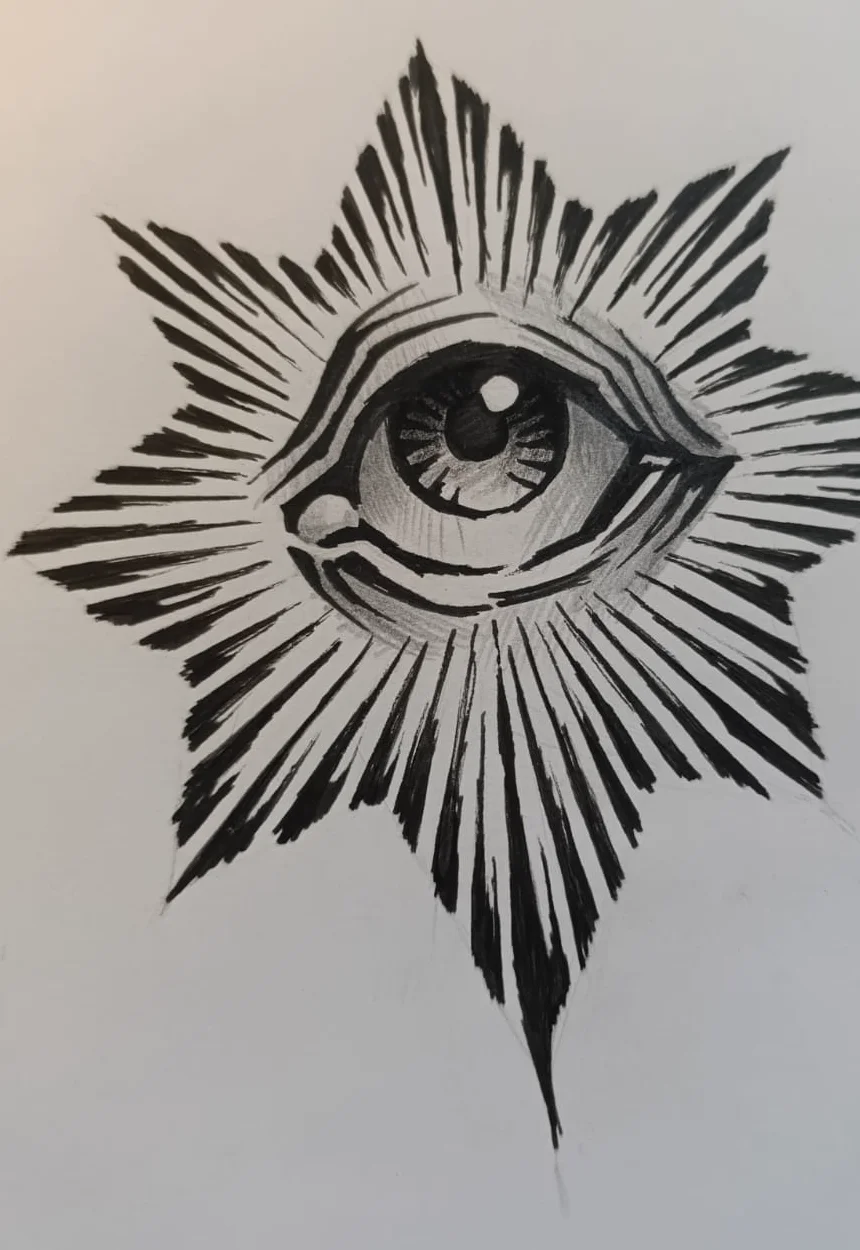 Flash de ojo con estrella de siete puntas